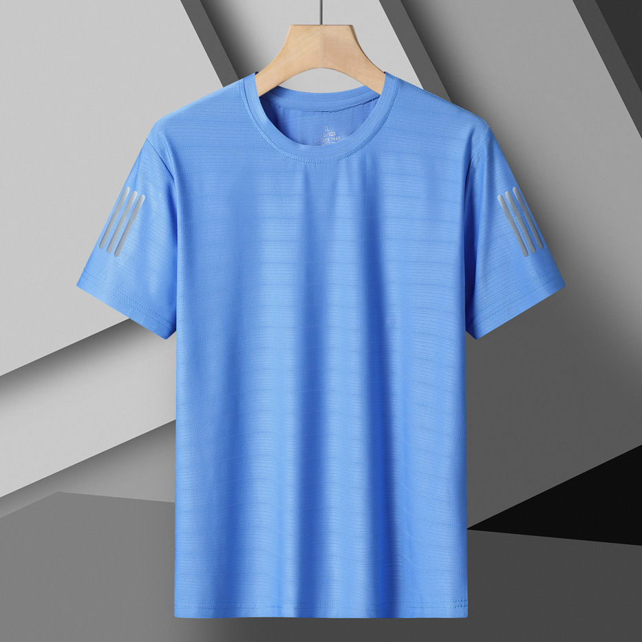 Ropa de secado rápido para hombres de manga corta de seda de hielo de verano extra grande, deportes y ocio, ropa de secado rápido para exteriores de gran tamaño transpirable, media manga para hombres image 9
