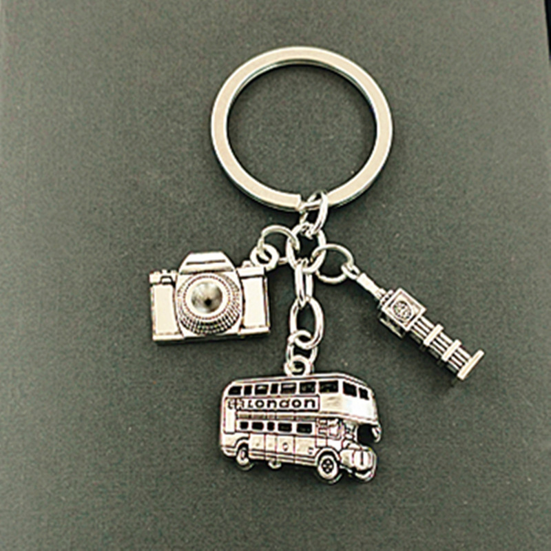 European and American alloy London bus Big Ben camera pendant key chain car accessories gifts for relatives and friends
