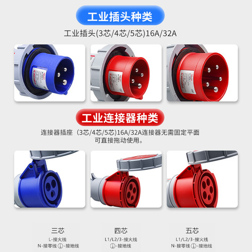 Delixi Industrial Connector 32A Waterproof DEP2, 16A Plug, IP67 Rating, 3-Position, 4-Position, 5-Position, 380V