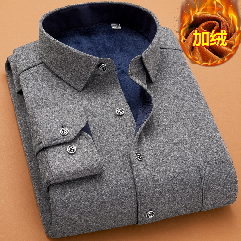 Осень и зима утолщенные бархатные теплые рубашки мужские клетчатые рубашки мужские длинные рукава стройные деловые рубашки мужские