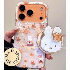 ins风秋天枫叶米菲兔磁吸支架适用iPhone17promax苹果16手机壳15