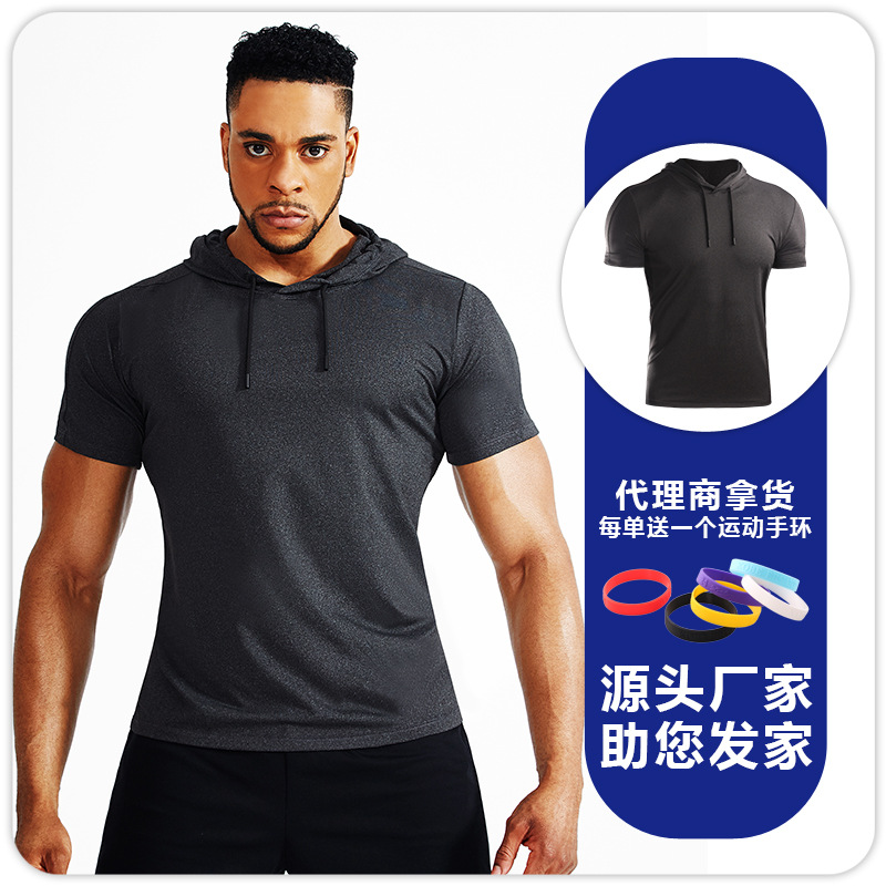 Marca de moda de verano con capucha de manga corta Camiseta suéter de los hombres más el tamaño de moda suelta deportes con capucha media manga Sudadera con capucha