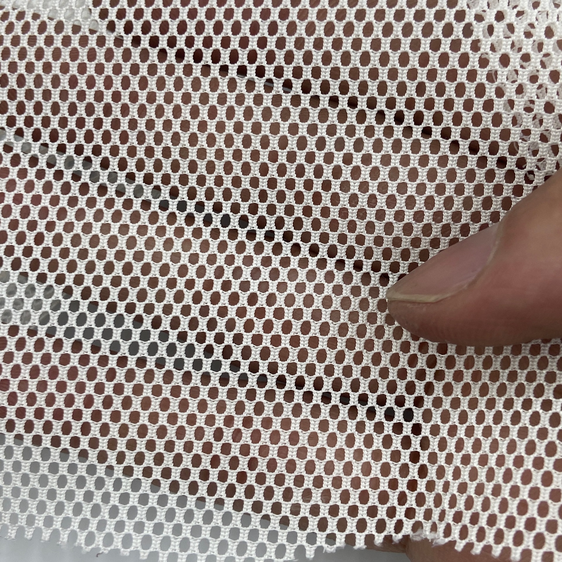 涤氨高弹力小六角网户运动网眼布洞洞布贴合鞋材复合绣花底布网布