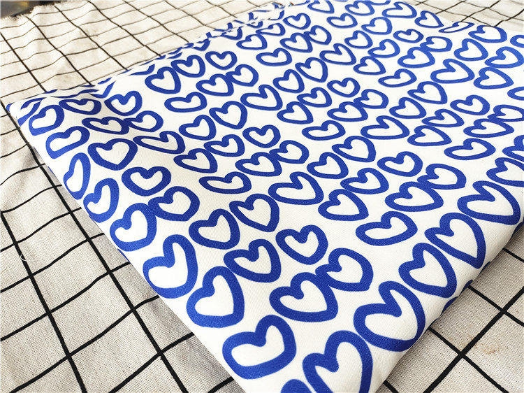 卡通布料细帆布印花手工diy面料沙发套布料包包宿舍桌布爱心蓝色
