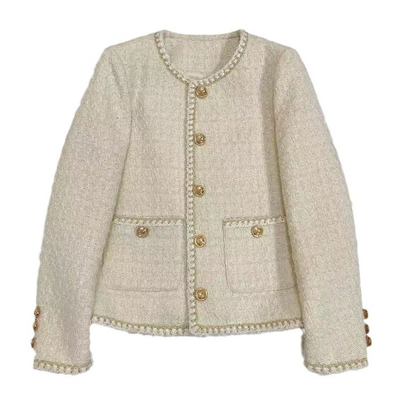 2024 Spring and Autumn New Chanel Style Coat Women's French Socialite Woolen Single Coat High-end Elegant Tweed Top