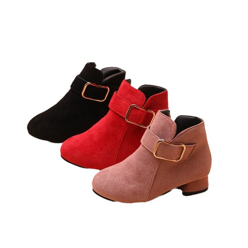Children's Ankle Boots Autumn/Winter Cotton Boots for Girls with High Heels Princess Shoes for Big Kids Parent-Child Boots