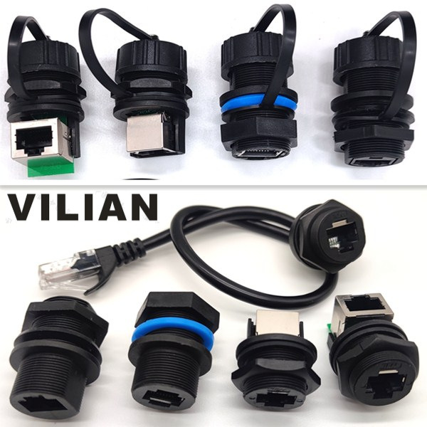 Anglo-American M20x1.0 fine-tooth RJ45 Ethernet port network cable board front and rear waterproof male and female plugs and sockets