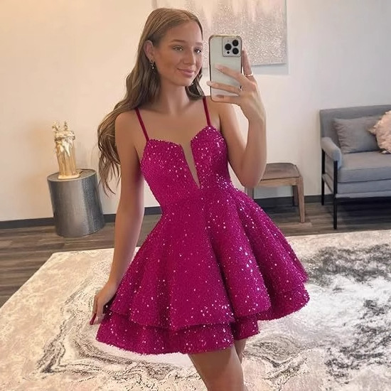 Cross-Border Foreign Trade European and American Suspender Party Ball Short Dress New Sequin Birthday Party Slim Dress Cross-Border Foreign Trade European and American Suspender Party Ball Short Dress New Sequin Birthday Party Slim Dress