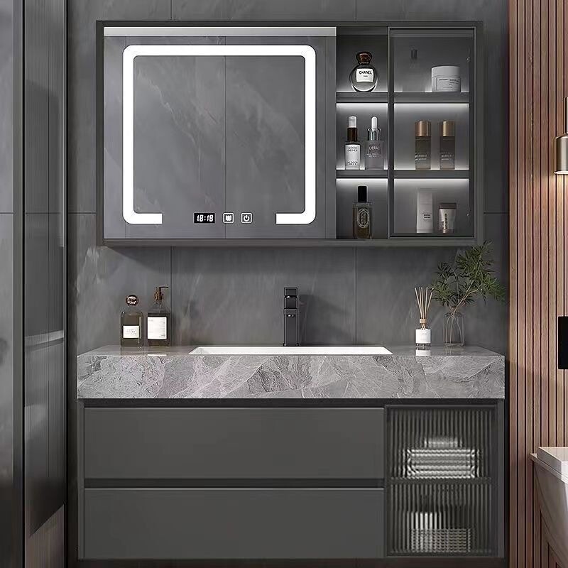 Modern Smart Bathroom Solid Wood Bathroom Cabinet with Seamless Ceramic Integrated Basin Sink and Integrated Basin Combination Modern Smart Bathroom Solid Wood Bathroom Cabinet with Seamless Ceramic Integrated Basin Sink and Integrated Basin Combination