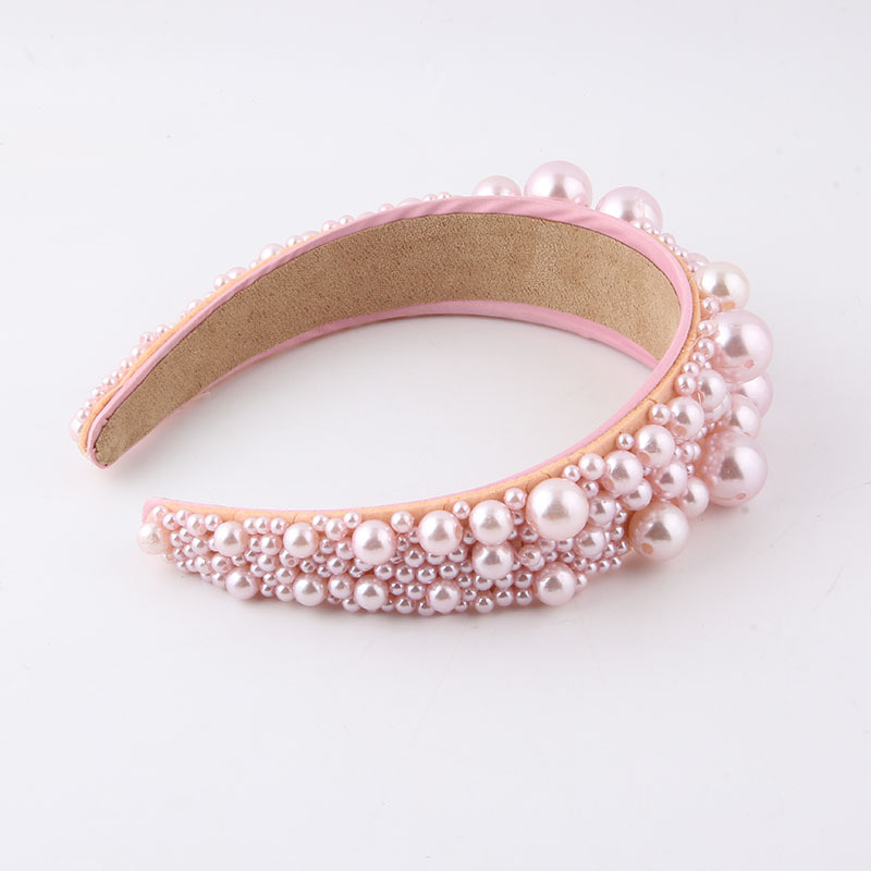 Hair Band Hair Accessories Type Pearl Inlay Material Baroque Style Solid Color Cloth Inlay Pearl Hair Band 1 Piece