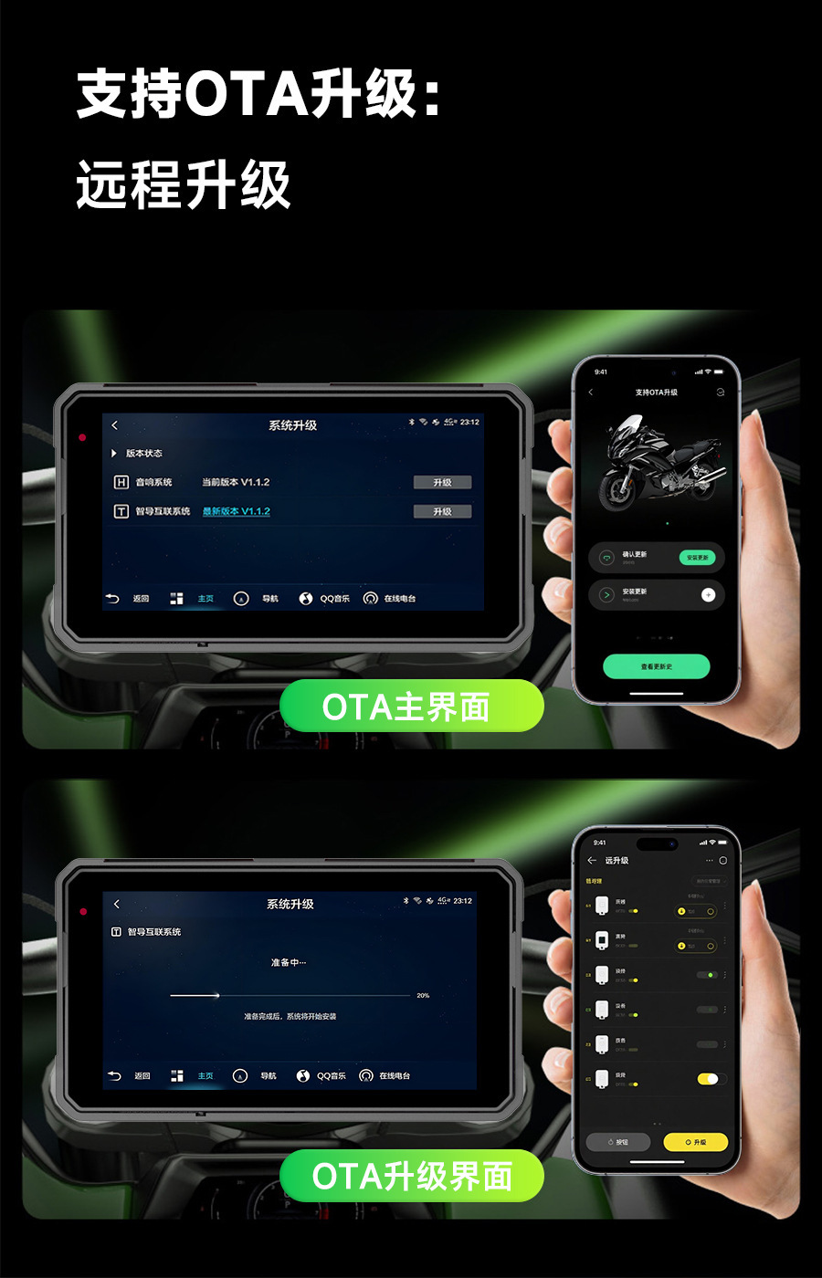Motorcycle Dashcam with Built-In Gaode Google Navigation, Carplay, Hicar, and 4g Remote Tire Pressure Monitoring