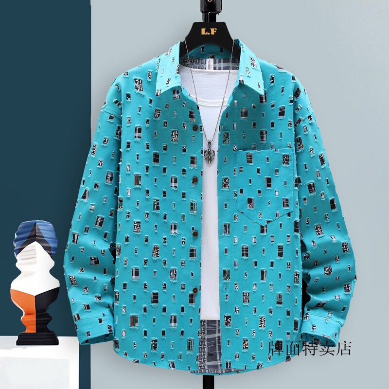2023 men's autumn shirt long sleeve plus size teenagers ripped craft washed cotton loose shirt casual long sleeve 2023 men's autumn shirt long sleeve plus size teenagers ripped craft washed cotton loose shirt casual long sleeve