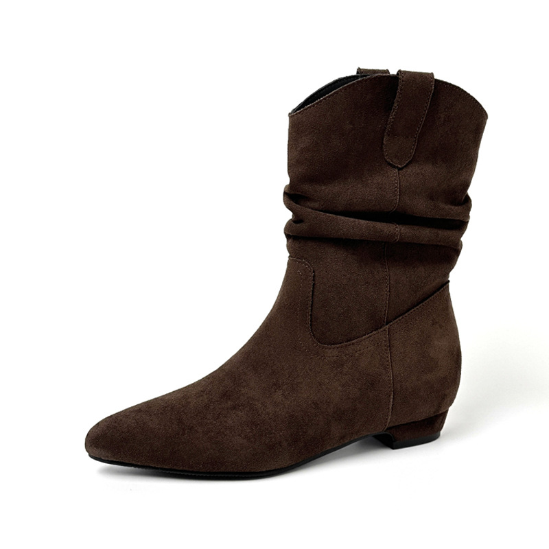 Botines de Tacón Grueso con Punta para Mujer de 6 cm de Terciopelo con Aumento para Otoño e Invierno image 7