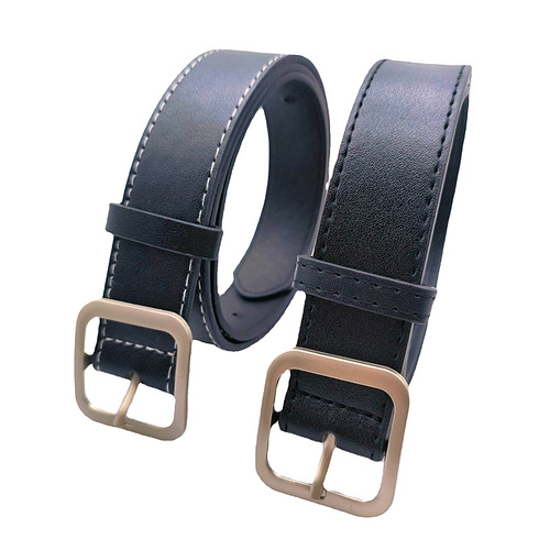 European and American popular black and white striped square pin buckle Amazon PU women's belt fashionable retro style for various outfits