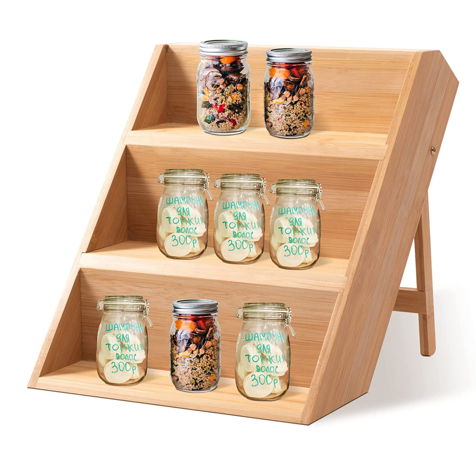 Bamboo multi-layer desktop storage rack kitchen condiment bamboo…