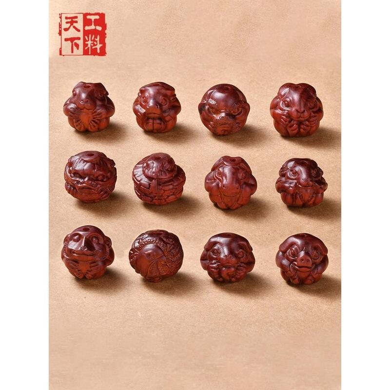 Rhino Horn Wood Carving Twelve Zodiac Animal Pendant Loose Beads Handmade DIY Bracelet Keychain Accessories Rhino Horn Wood Carving Twelve Zodiac Animal Pendant Loose Beads Handmade DIY Bracelet Keychain Accessories