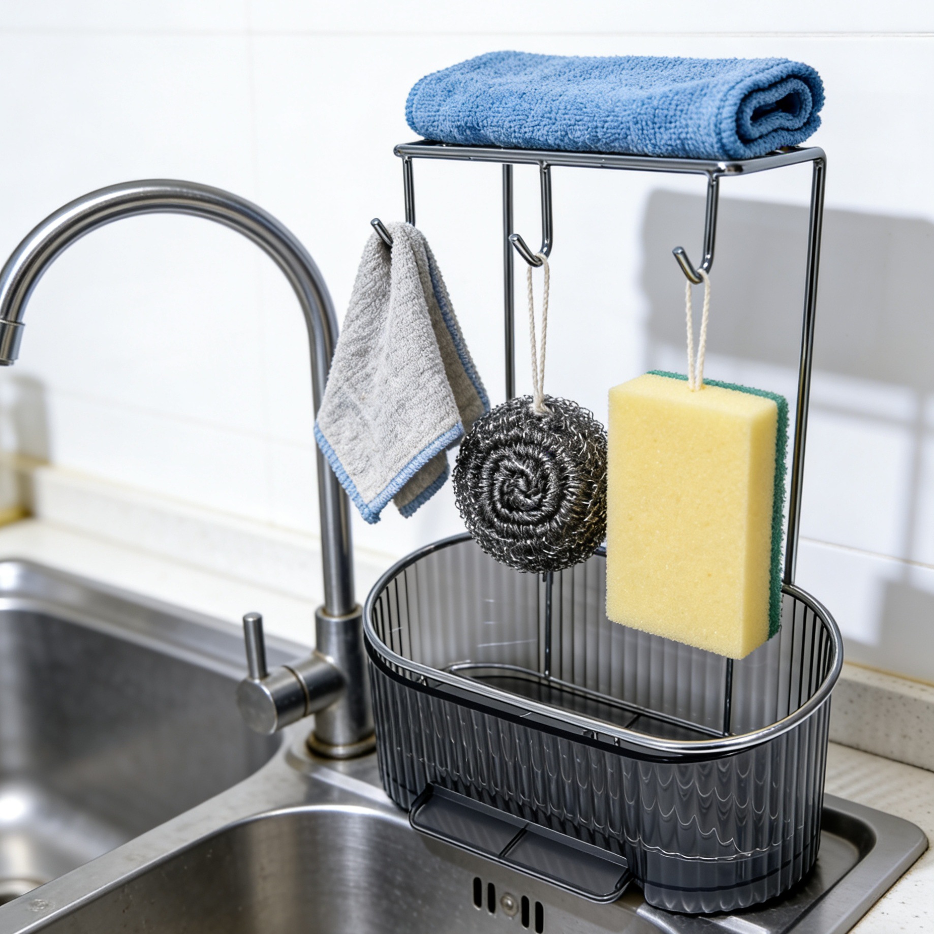 Dishcloth Drying Rack Kitchen Storage Rack Household Sink Side Dishcloth Sponge Storage Sink Kitchen Towel Hanger