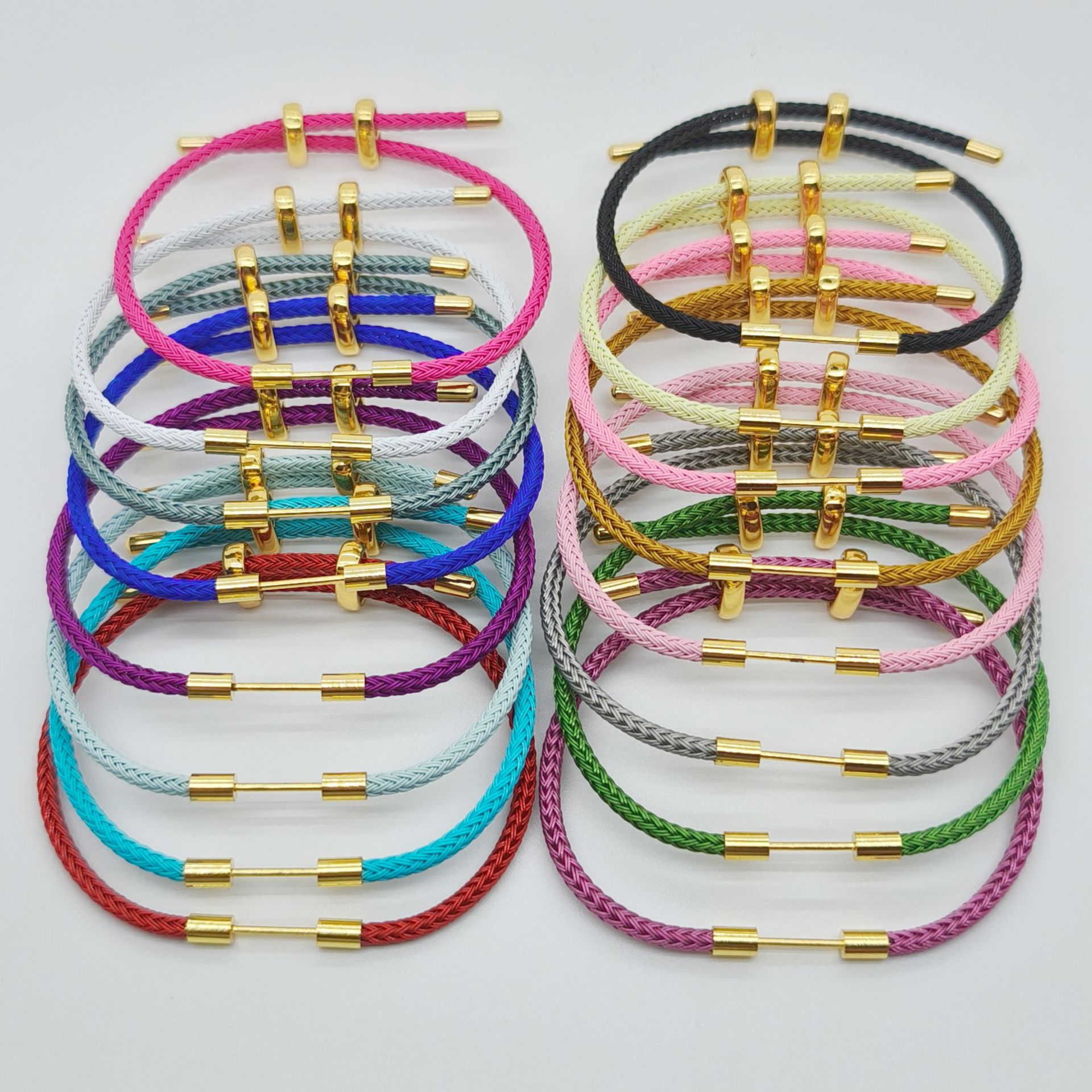 3mm Steel Wire Rope Bracelet 8-character Push-pull Buckle Can Be Twisted with Screws and Crossbar diy Red Hand Rope Factory Direct Sales