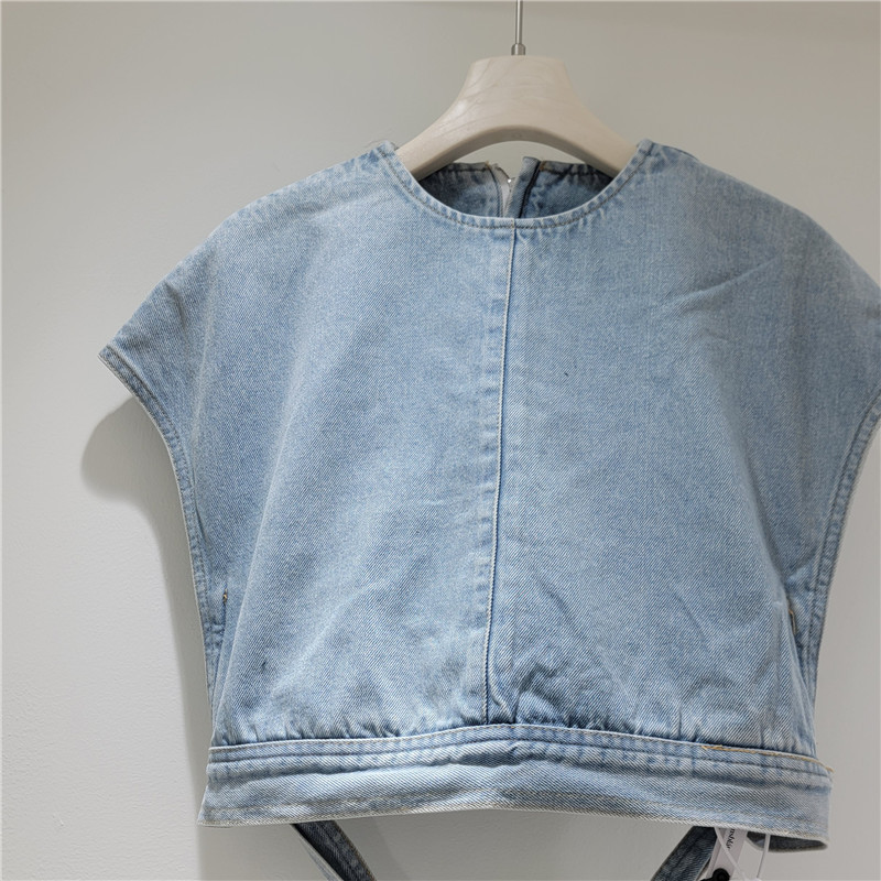 Casual jeans camiseta de mangas cortas mujeres verano 2026 cuello redondo suelto correa envoltura blusa