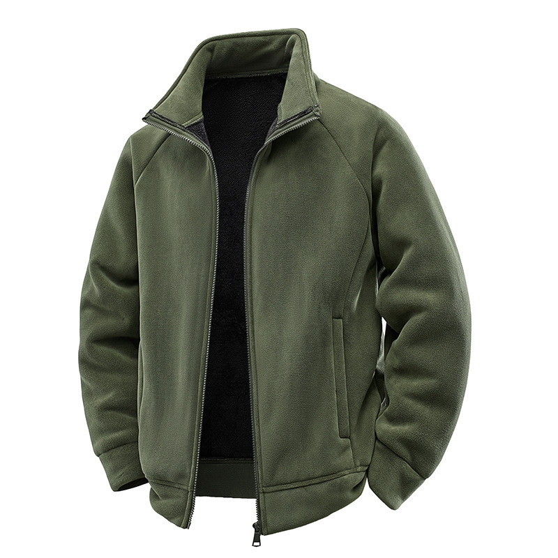 Men's Thickened Stand-Up Collar Fleece Jacket, Double-Sided Polar Fleece, Inner Layer for Autumn and Winter Outdoor Warmth, Fleece-Lined Jacket Men's Thickened Stand-Up Collar Fleece Jacket, Double-Sided Polar Fleece, Inner Layer for Autumn and Winter Outdoor Warmth, Fleece-Lined Jacket
