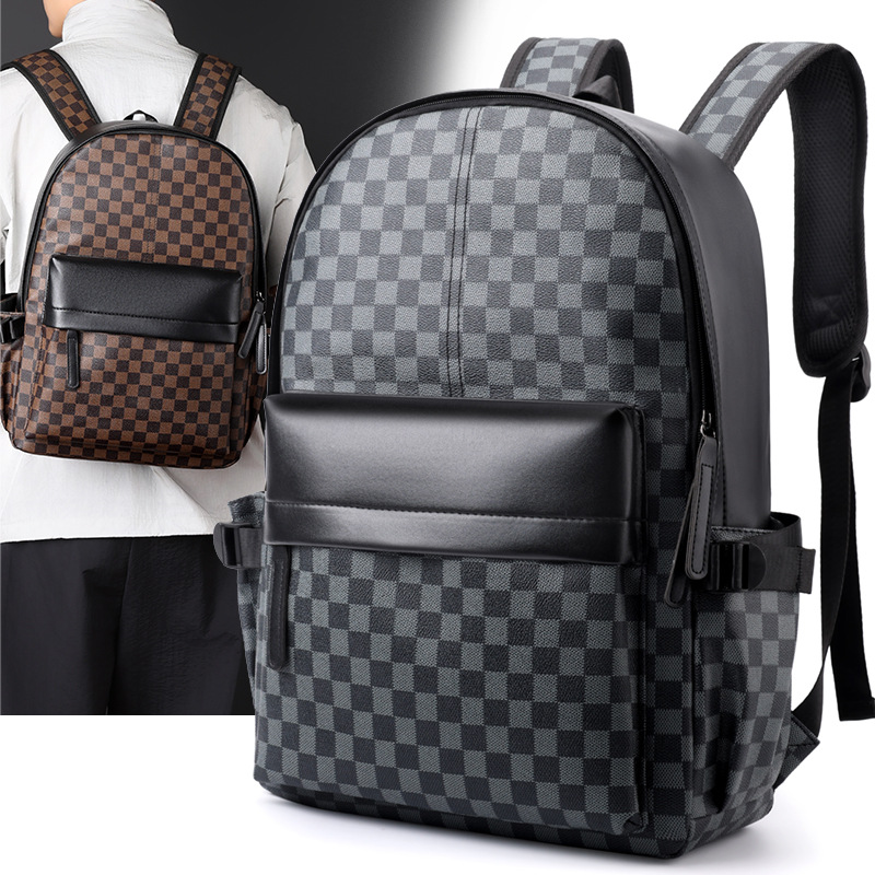 Mochila de tendencia de negocios a cuadros, mochila de computadora de viaje de gran capacidad, mochila de viaje, mochila de ocio para hombres