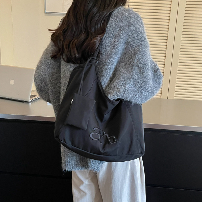 Túi tote nữ vải , túi đeo vai đựng đồ lớn cho sinh viên đi học — màu cà phê, màu kaki, xanh lá cây, đen chi tiết 28
