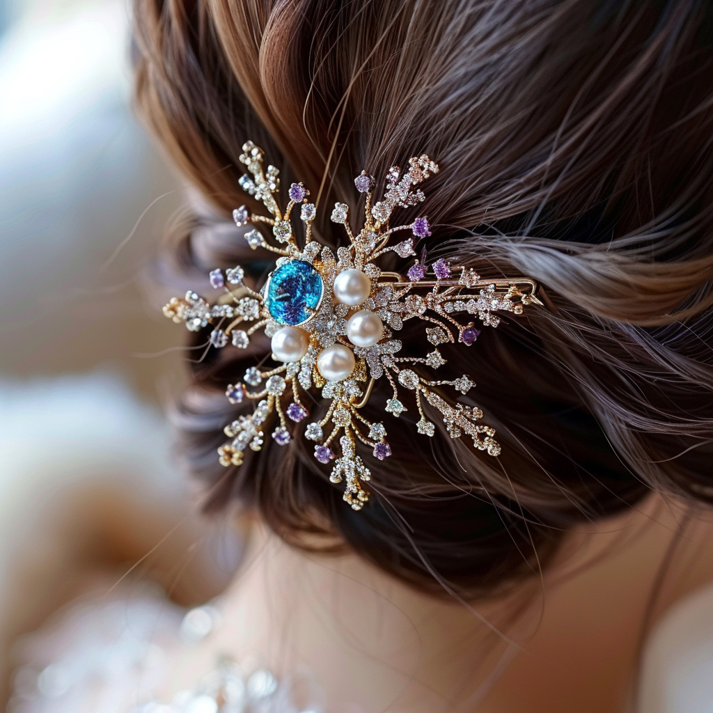 Luxury Jewelry High-end Brand Chirstmas Snowflake Hairpin Headwear Water Diamond Side Clip Autumn and Winter Explosions