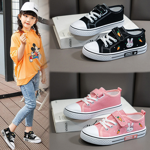 Children's canvas shoes new style  spring and autumn comfortable and breathable medium and large children's sneakers single shoes casual shoes children's shoes