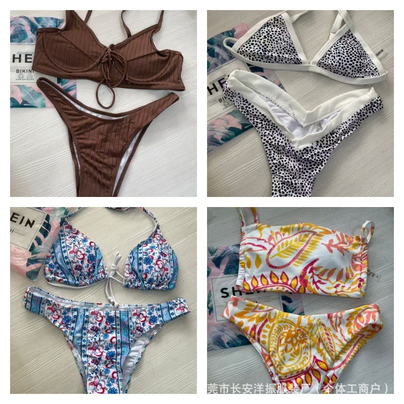 Marcas transfronterizas shein sexy bikini europea y americana sexy trajes de baño de cintura alta damas divisas trajes de baño al por mayor productos de cola