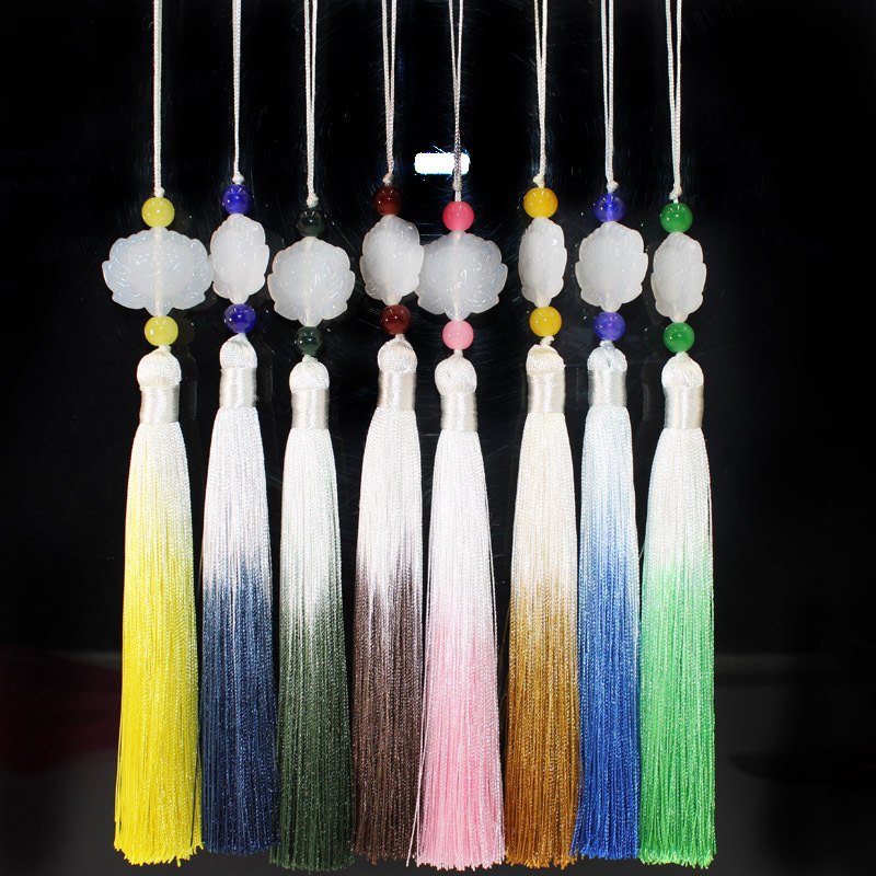 Chinese-style accessory tassel ancient style gradient color white lotus flower tassels ancient costume waist pendant pendant fan pendant small pendant