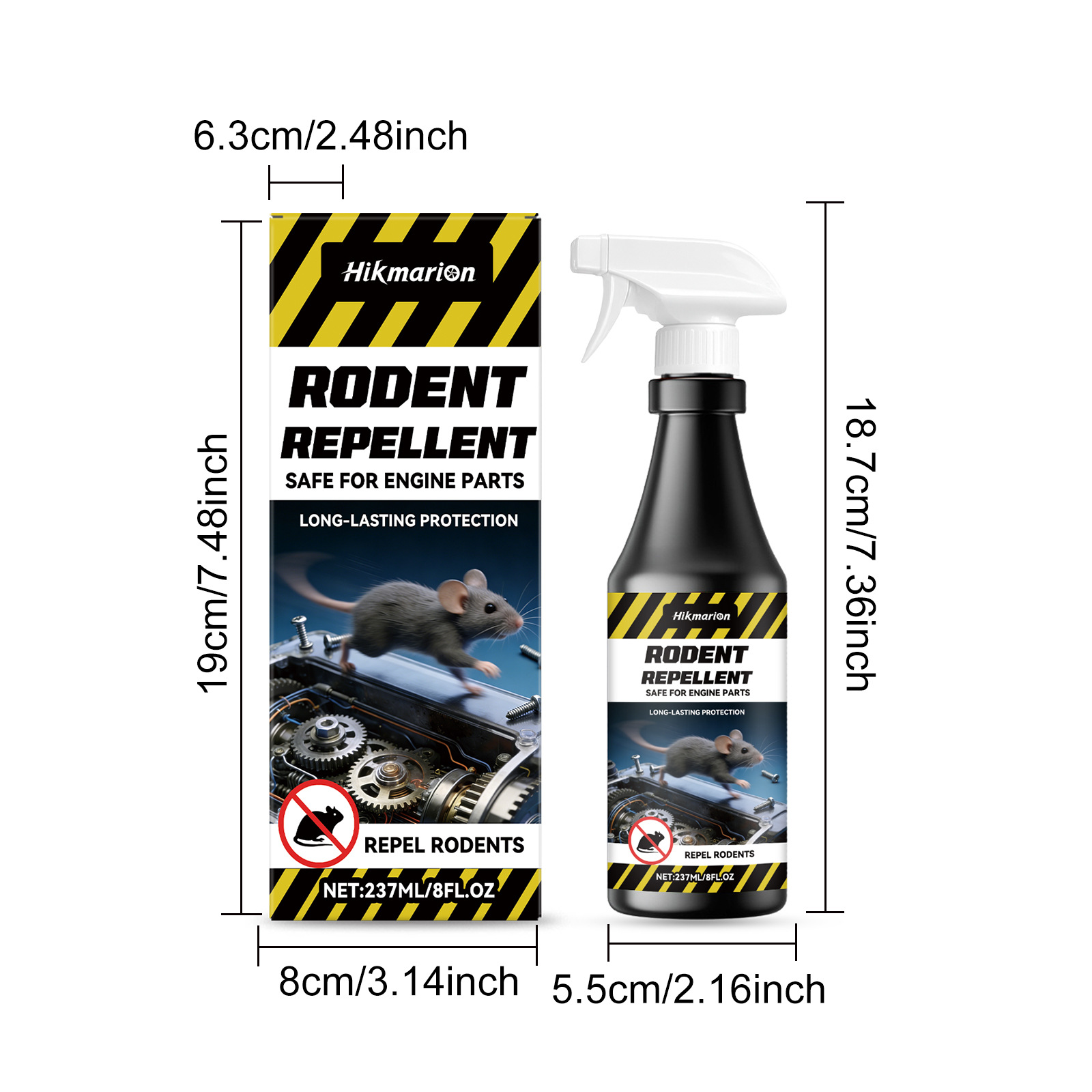 Hikmarion Engine Rat Repellent Spray for Car and Home Use, Safe and Non-Corrosive, Non-Irritating