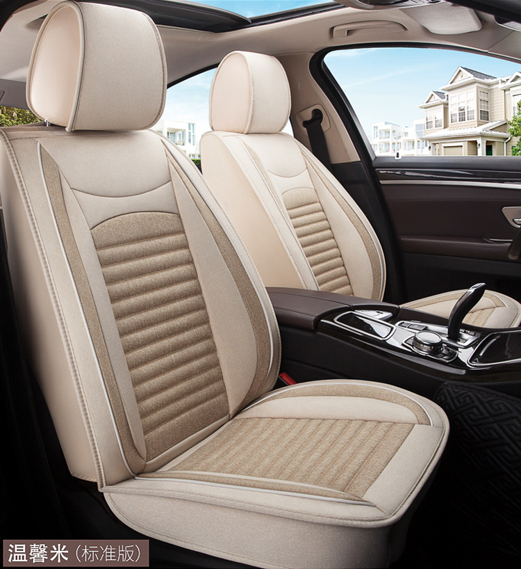 Car Seat Cushion, Universal for All Seasons, New Full-Coverage Car Seat Cover, Special Cushion, Summer Linen Fabric Cotton Seat Cover