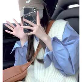 春秋装搭配一整套法式学院风奶系茶系穿搭衬衣马甲韩剧两件套装冬