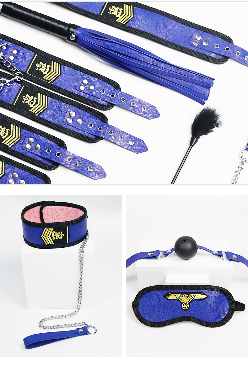 SM Nine-Piece Bondage Kit with Plush-Lined Handcuffs, Ball Gag and Whip — detail image 30