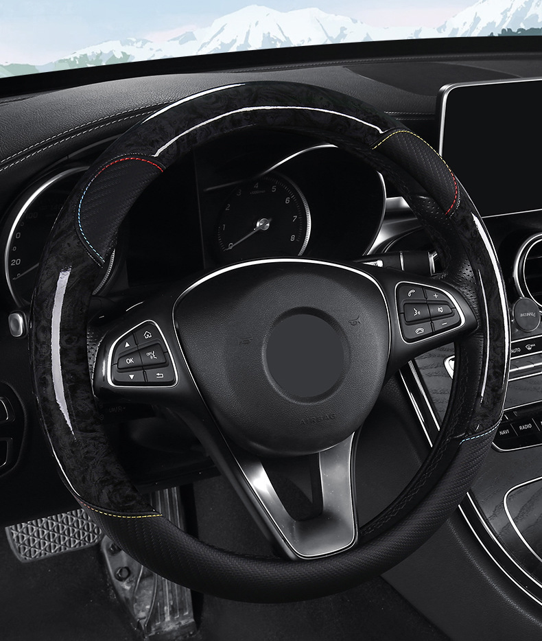 Factory Wholesale Four-Season Universal Anti-Slip Sweat-Absorbent Crystal Peach Wood Grain Car Steering Wheel Cover Protective Cover for Car