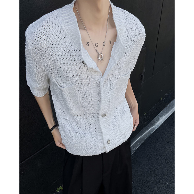 Retro knitted summer thin shirt