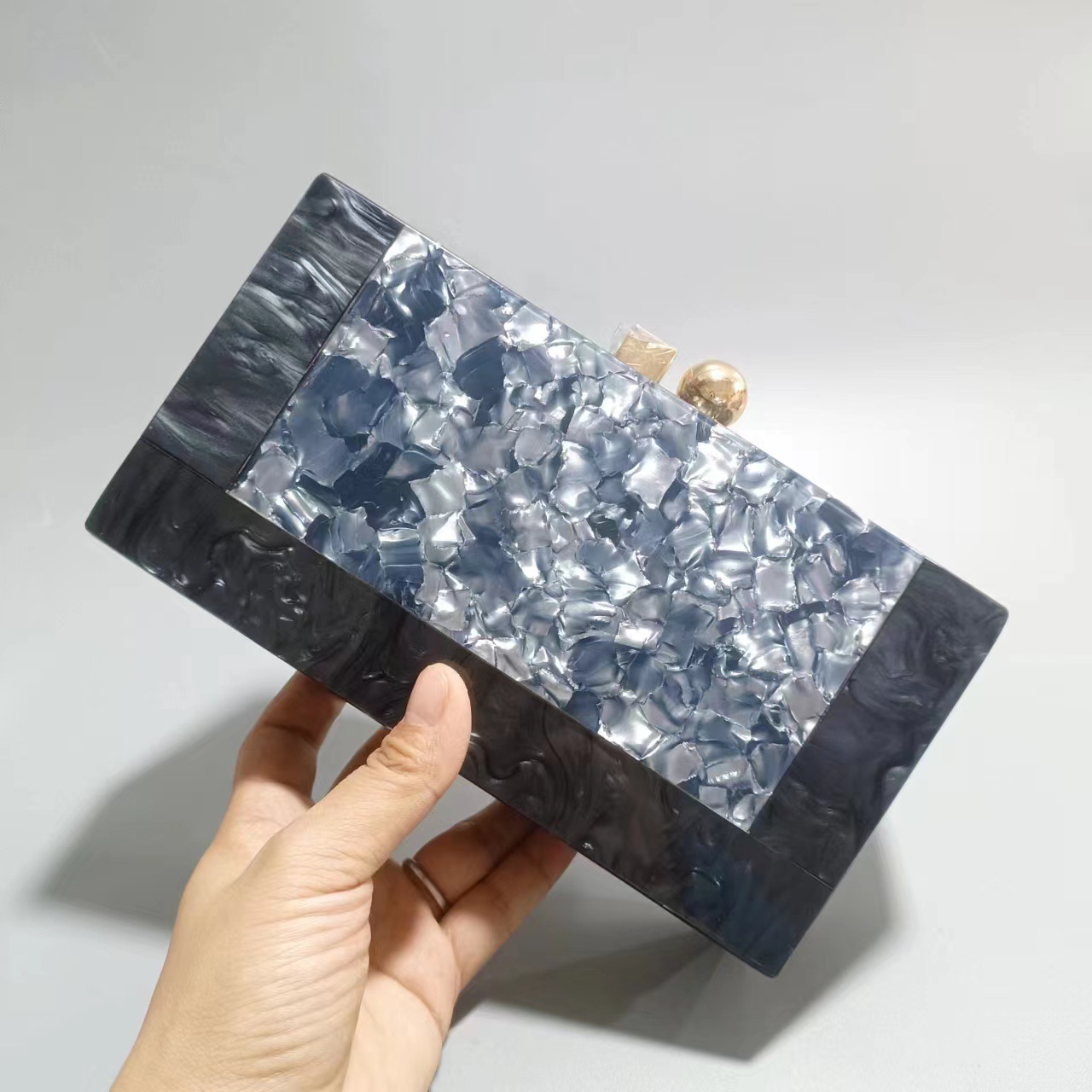 Party Occasion Purple Green Black Arylic Marble Square Evening Bags