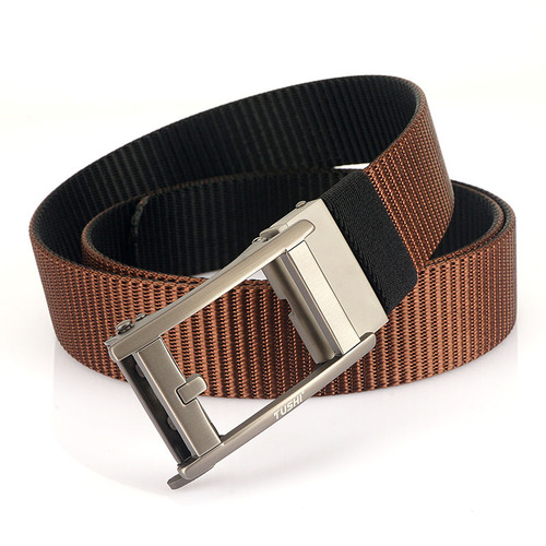 Double-sided nylon canvas belt for men, automatic rotating buckle casual belt, versatile fashion outdoor stylish pants belt