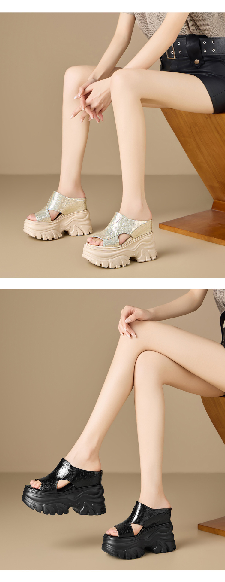 Sandal cao gót nữ hở mũi đế dày gót 12 cm — màu đen chi tiết 6