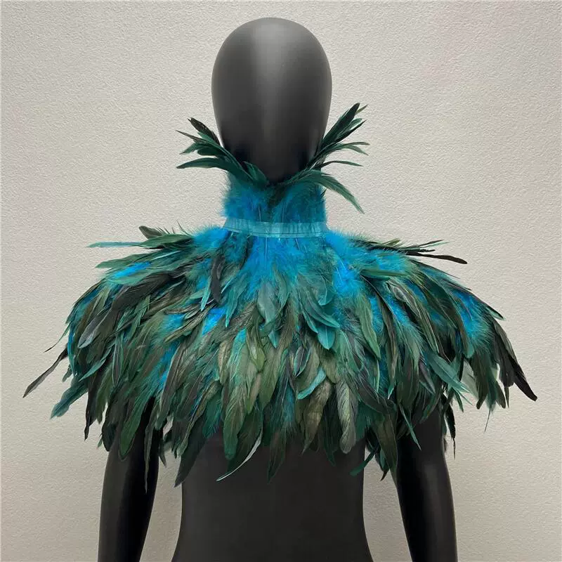 Feather Cape Collar, 120 cm, Multi‑color Costume Accessory (includes white goose feathers)