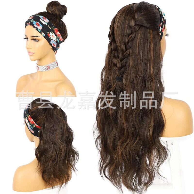 Headband Wig Loose Wave Wig For Women Wave Front Wig Mixed Brown Headband Wig
