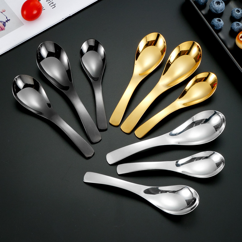 Cuchara de acero inoxidable 304 engrosada Earl Court cuchara hotel cuchara profunda cuchara para niños cuchara de postre de fondo redondo para el hogar