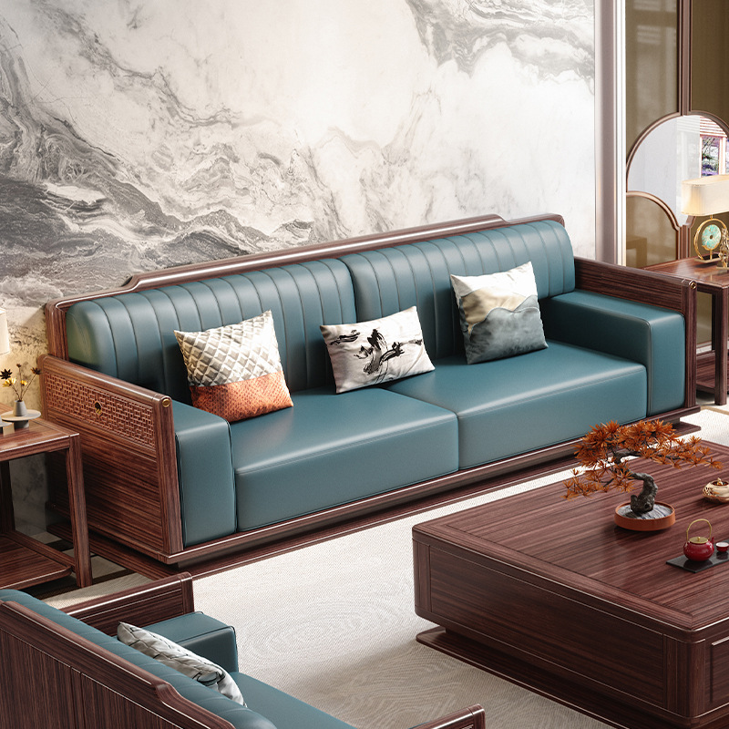 Nuevo sofá chino de madera sólida sofá combinación de hogar simple gran casa de madera sólida muebles de sala de estar