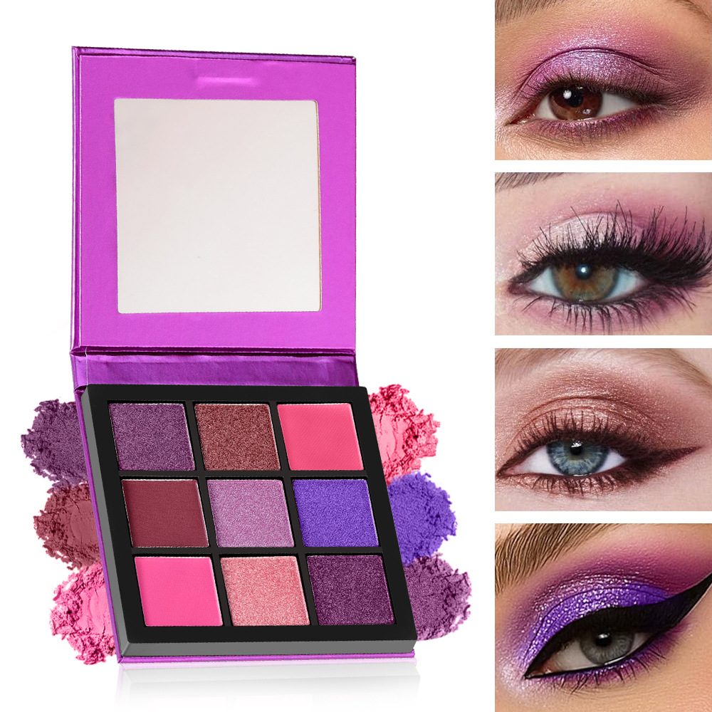 Huda Beauty Hudabeauty 9-Color Eyeshadow Palette, Earth-Toned Rose Palette, Waterproof and Smudge-Proof
