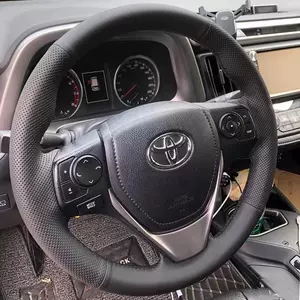 14-17-18 Toyota Corolla Levin Steering Wheel Cover Genuine Leather Rav4 Rongfang Handlebar Cover Hand-Sewn All-Inclusive Special