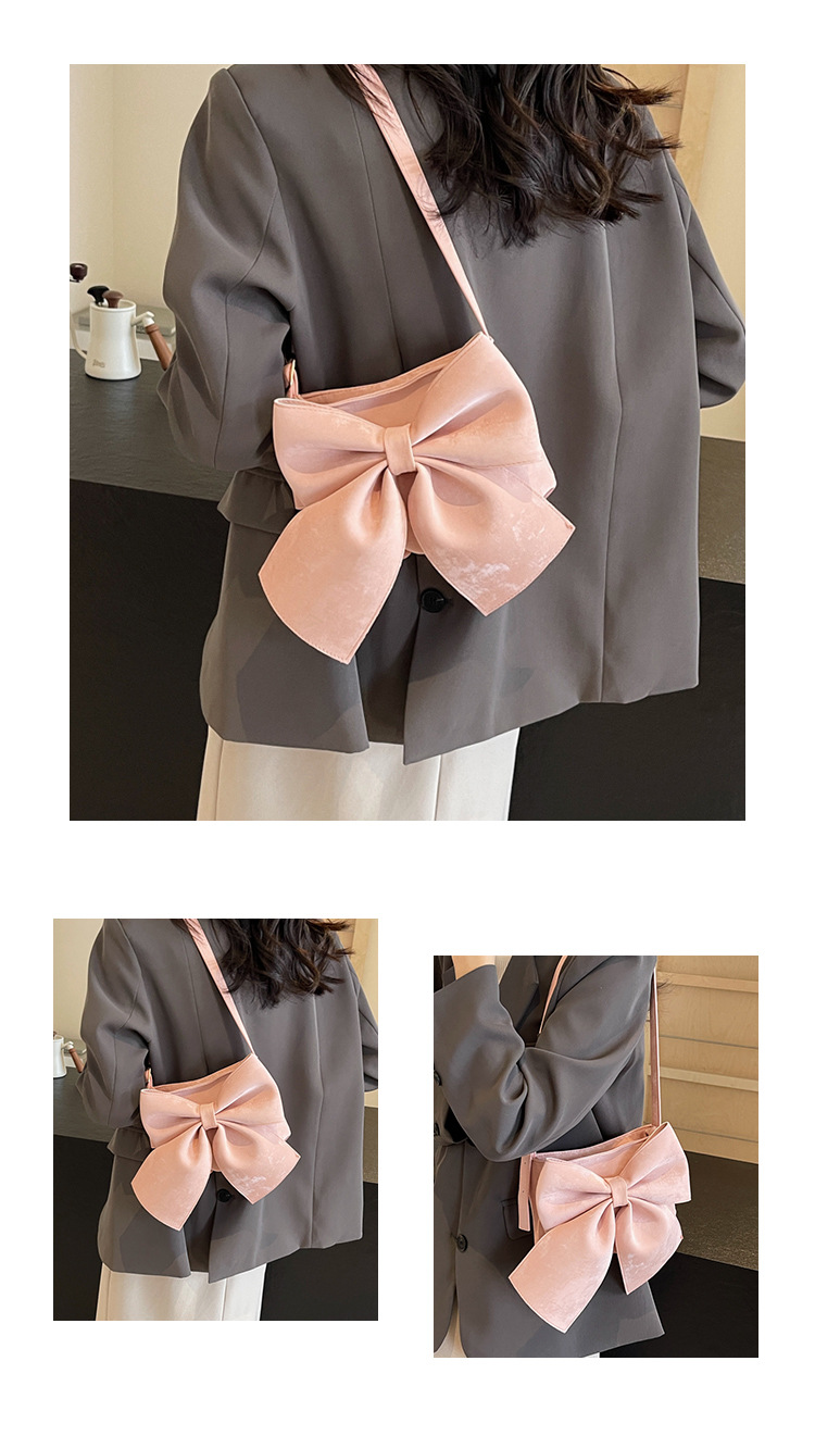 Women's Medium Pu Leather Bow Knot Elegant Square Zipper Crossbody Bag display picture 4