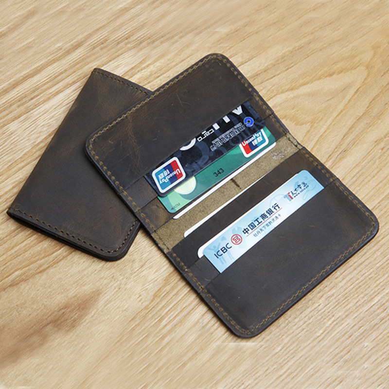 K9130 Casual Leather Handmade Men Credit Card Travel Holder Black