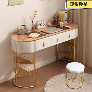 Light Luxury Desk Simple Modern Bedroom Gray White Notebook Writing Desk Nordic Small Apartment Glass Computer Desk