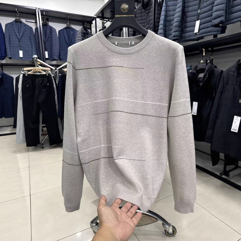 [Sea Brand Cut Label] Winter New Style Striped Jacquard Round Neck Fashion Knitted Sweater Warm Sweater Men 4Y048A