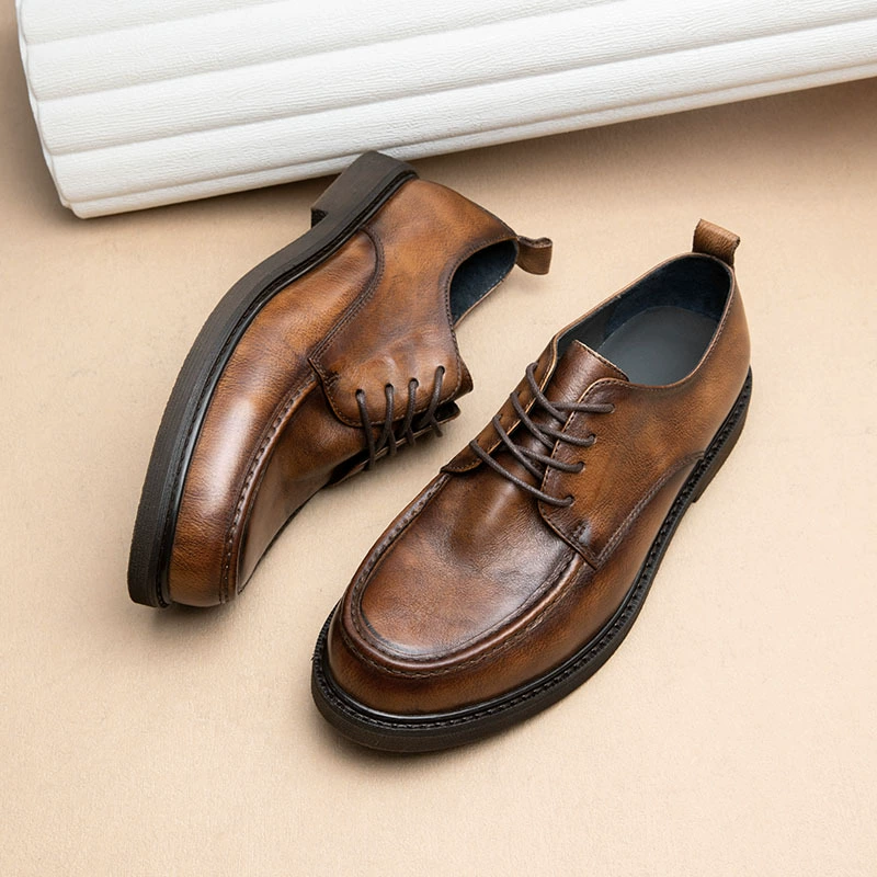 Продвинутые ретро повседневные кожаные туфли мужские деловые кожаные британские кожаные головы ручной работы